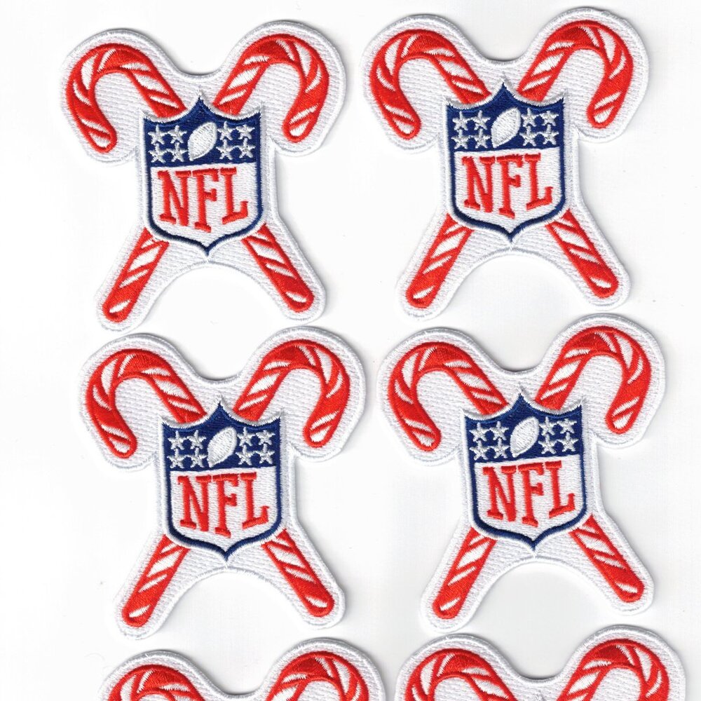 (6) NFL Christmas Game Candy Cane DIY Iron On Patches